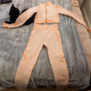 Peach Textured Activewear Set